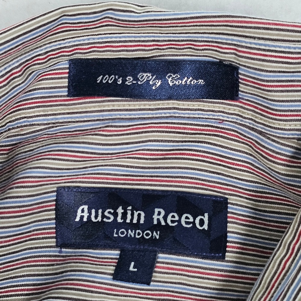 Austin Reed London Mens Large Multi Color Striped 100s 2-Ply Cotton Button Down - Picture 8 of 12